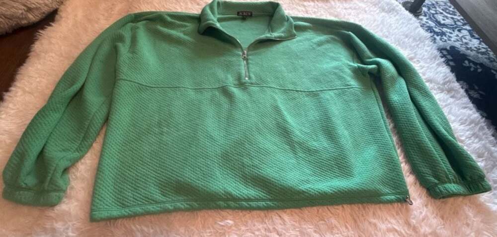J.Crew Women's Green Half-Zip‎ Waffle Knit Pullover Sweatshirt